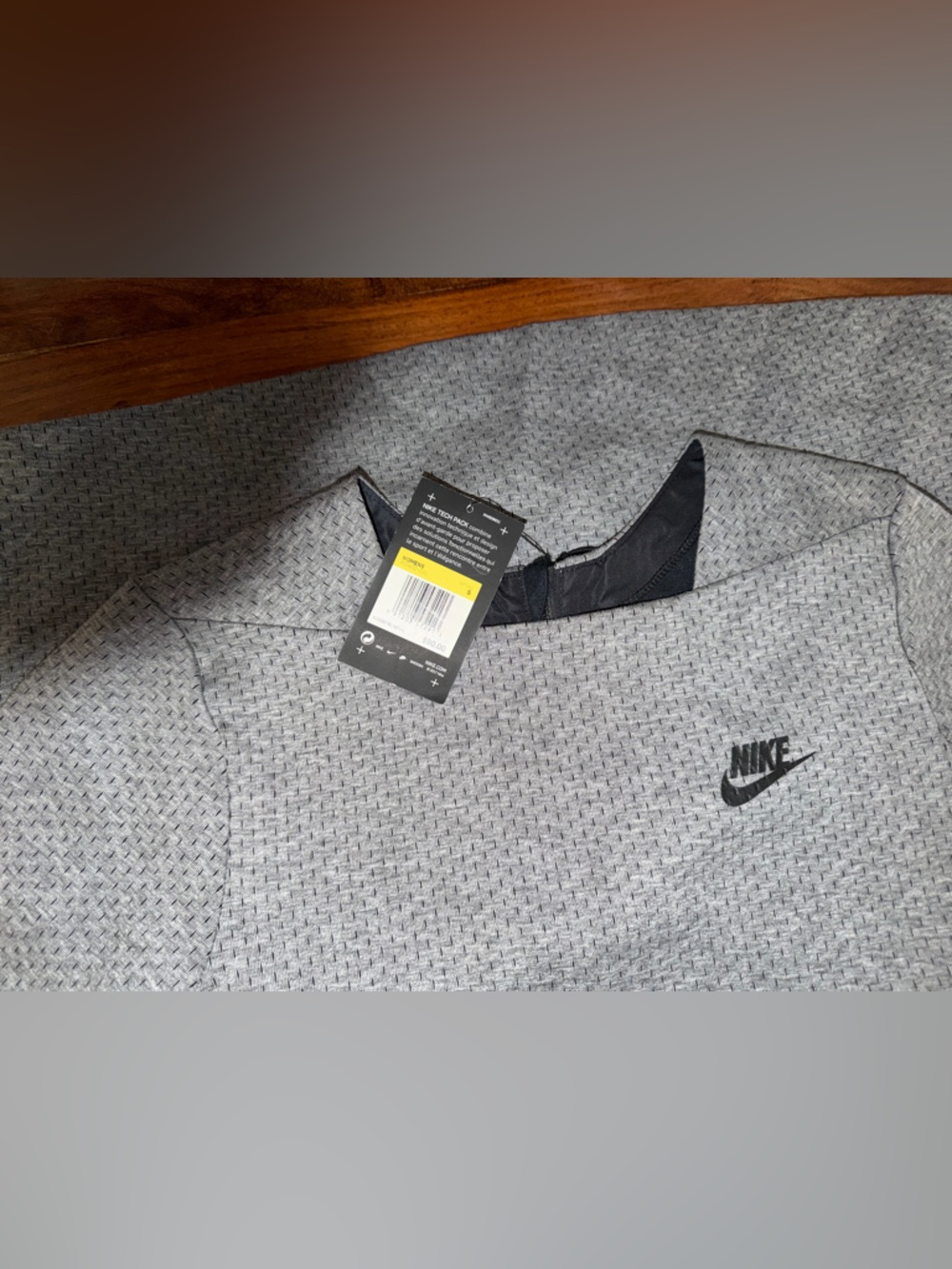 Nike Light Gray Waffle-Knit Pullover with Black Swoosh